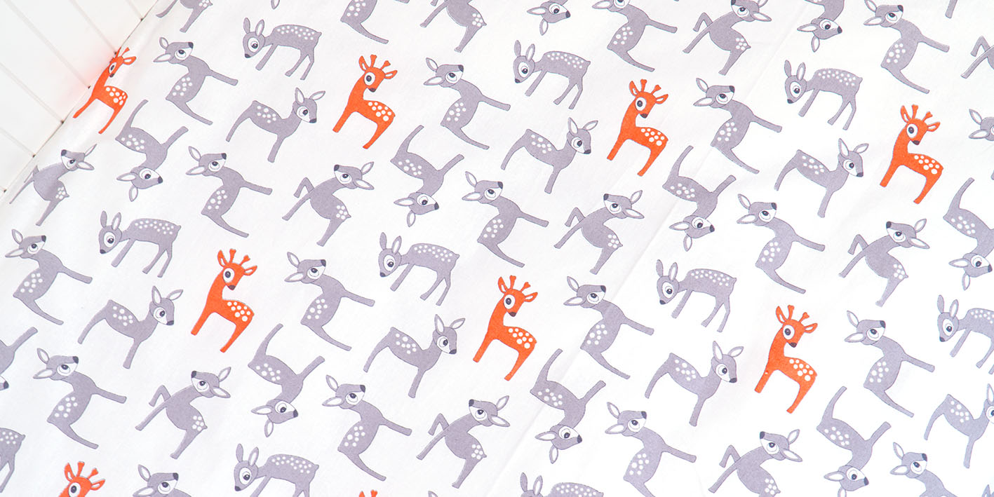 Pościel sarenki szare 100x160 cm + 40x60 cm